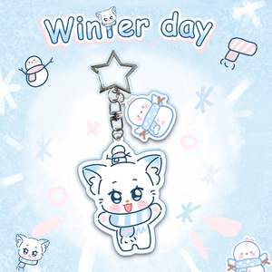Spot Cartoon Winter Series Acrylic Key Chain Pendant with UV Printing Snowman Design Fashion Trend Souvenir - Product Image 4