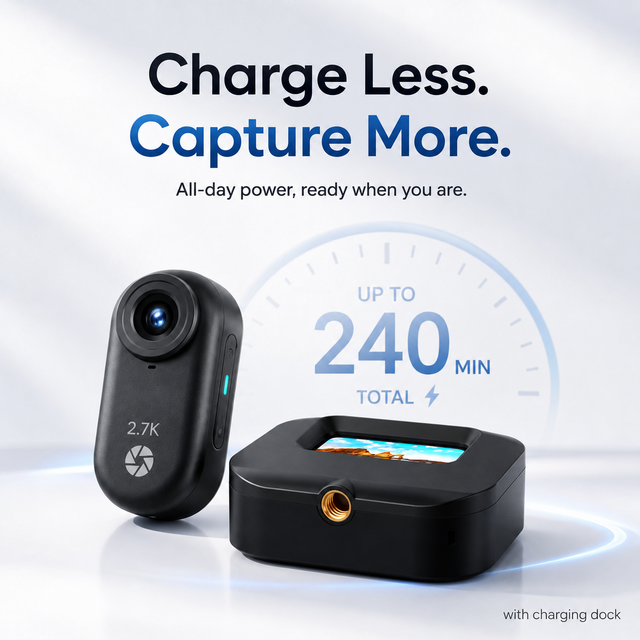 Compact Travel Action Camera 2.7K HD Recorder with Wide Angle Lens for Outdoor Work and Personal Vlog