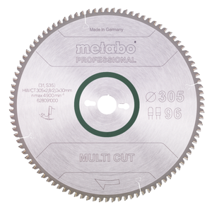 <b>Saw</b> <b>blade</b> MultiCutProf 305x30, 96 FZ/TZ 5 degree neg Metabo 628091000 - Product Image 1