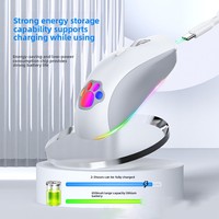 Souris sans fil rechargeable BT à double mode, 2400 DPI, avec motif de patte de chat de dessin animé, multicolore, lumineuse, silencieuse, 2.4G