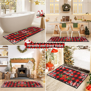 Alfombras de cocina de copo de nieve a cuadros de búfalo rojo, alfombrillas de cocina lavables antideslizantes, juego de alfombras de cocina de <span class=keywords><strong>Navidad</strong></span> de 2 uds - Product Image 6