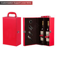 Splendid Products Gift PU Leather Red Wine Double Bottle Box Packaging Magnet and 4pcs Wine Accessories Luxury Vintage Wine Box