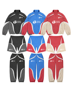 Toptan özel Logo boy naylon setleri Zip up rüzgar geçirmez pantolon naylon eşofman rüzgarlık ceketler erkekler için eşofman - Product Image 1