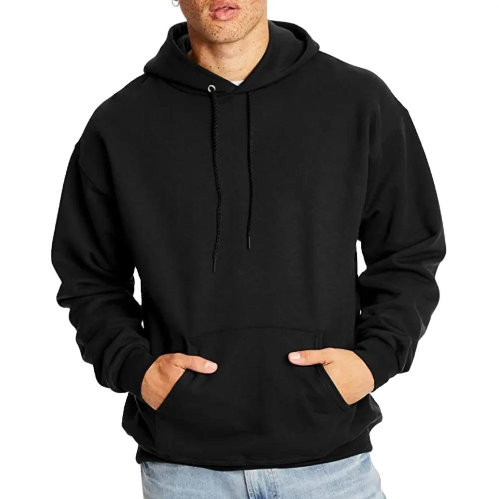 Men Hoodies Oversize Drawstring Black Grey Plain Custom Logo Plus Size Pullover For Man