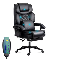 Chaise de bureau inclinable avec accoudoirs réglables, inclinaison de 90 à 135 degrés, massage à 7 points, avec repose-pieds