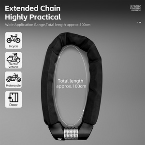 WEST BIKING 도난 방지 두꺼운 탄소강 자전거 체인 잠금 <span class=keywords><strong>MTB</strong></span> 도로 자전거 오토바이에 대한 4 자리 비밀번호 잠금 - Product Image 2