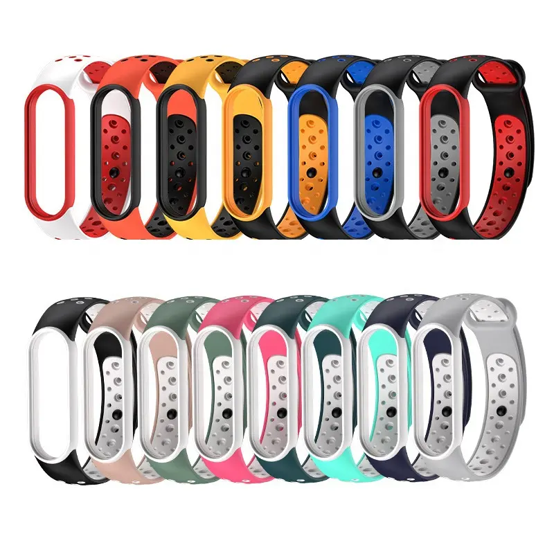 Mi Band 6 5 Dual Color Breathable Wrist Bands for Xiaomi Smart Bracelet Band6 Band5 NFC Bicolor Sport Wrist Straps