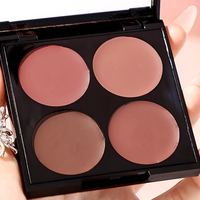 Grosir MINSHZEE OEM Eyeshadow kontur pencerah kulit Asia Vegan palet perona pipi riasan 4 warna kustom 2 dalam 1