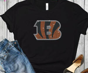 シンシナティベンガルズラインストーン移籍サッカーブリングベンガルズモチーフホットフィックスアイアンオン - Product Image 2