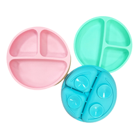 Assiette ovale en silicone de qualité alimentaire pour bébé, avec compartiments, ventouse, motif de dessin animé, lavable au lave-vaisselle, non toxique