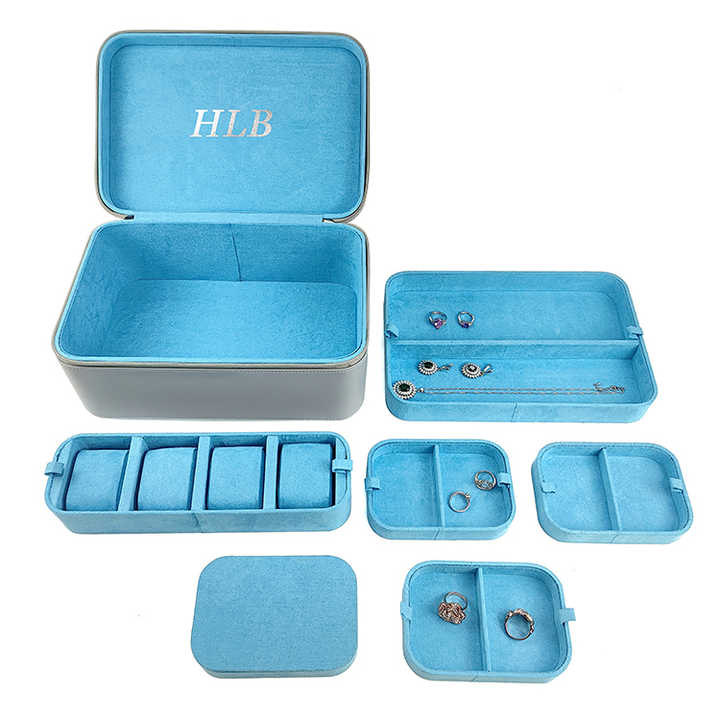 New Factory Puレザートラベルジュエリーケーススーツケースジュエリーボックスジュエリートラベルケース