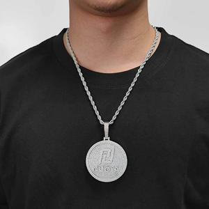 Colgante de Moissanita Circular con Inicial VVS, Medallón Redondo con Letra del Alfabeto, Plata 925, Estilo Hip Hop Bling, Amuleto Personalizado, Certificado GRA, Pasa el Test de Autenticidad - Product Image 1