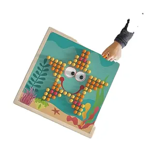 Juguetes de educación temprana para niños, rompecabezas de uñas de setas de madera, tablero de clavijas de mosaico a juego, juguetes de aprendizaje