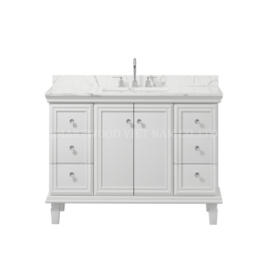 Nouvelle arrivée Armoire moderne en bois massif Double lavabo Vanité de salle de bain pour hôtels pour salles de bain - Product Image 4