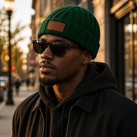 Bonnets en laine tricotés de luxe personnalisés avec logo, style décontracté, noirs côtelés, pour hommes, streetwear d'hiver, bonnets de pêcheur en cachemire