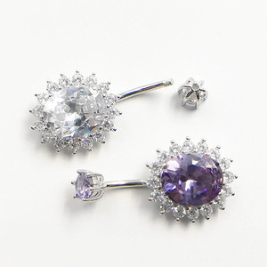 Piercing de nombril tendance à filetage externe en argent sterling 925, bijoux de corps en gros - Product Image 3