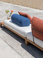Ensemble de canapé d'extérieur moderne et table basse pour cour, balcon, jardin, meubles de loisirs en plein air imperméables au soleil en bois massif