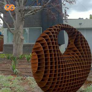 Grande sculpture ronde créative en acier corten Art de jardin extérieur populaire pour décoration de patio Nouvelle forme créative - Product Image 6