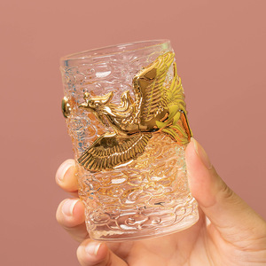 Hecho a mano en relieve oro tenglong taza de té de cristal resistente al calor maestro solo juego de Kung Fu - Product Image 2