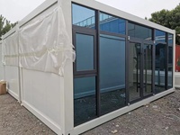 Bâtiment de bureau modulaire préfabriqué, style Mid-Century Modern, à 2 étages, détachable, respirant, avec grandes fenêtres en verre, de type maison conteneur