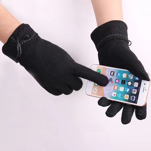 <b>Warm</b> <b>Gloves</b> With Bow Women Winter Touch Screen Fleece Lined Thickened Outdoor Functional <b>Gloves</b> Black - Product Image 1