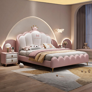 Letto per Bambini in Legno Massello Moderno e Minimalista, Design Corona Rosa, Durevole ed Ecologico per la Camera delle Bambine - Product Image 2