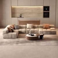 Modernes Dreisitzer-Ecksofa aus Stoff für Wohnzimmer, Luxuriöses Nordisches Langlebiges Sofa-Möbelstück