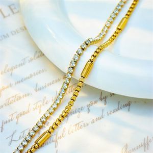 Pulsera de Acero Inoxidable de Moda para Mujer, Bañada en Oro de 18k, Doble Capa, con Zirconia, Ajustable, Inoxidable y que No se Desvanece, Venta al por Mayor - Product Image 5