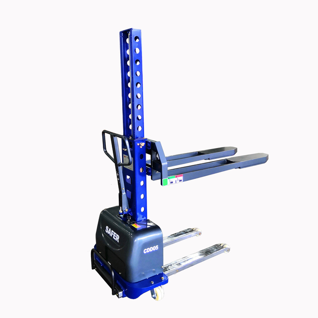 SAFER 300kg 400kg 500kg 800mm 1100mm 1300mm Semi Electric Self Loading Pallet Stacker