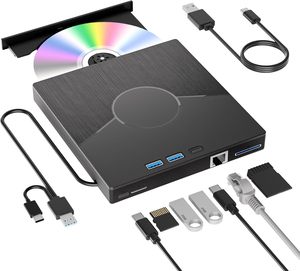 Unidad de DVD Externa 7 en 1, USB 3.0 y Tipo-C, con Ethernet, 3 Puertos USB, Ranura SD/TF para Computadora de Escritorio/Portátil/<span class=keywords><strong>Win</strong></span>/Linux/Mac OS - Product Image 1