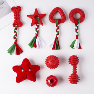 Juguetes Masticables para Mascotas, Juguetes de Cuerda TPR para Perros, Anillo de Hueso en Forma de Estrella Navideña, Juguete para Combatir el Aburrimiento, Regalo Navideño para Perros Pequeños - Product Image 1