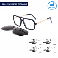 Lunettes de soleil polarisées à clip magnétique en acétate, vente en gros, lunettes à double pont, personnalisables OEM ODM G5330