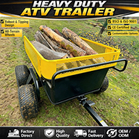 Remorque utilitaire pour VTT, chariot de jardin, capacité 600 lb, remorque basculante pour tracteurs de pelouse et VTT, pour la ferme