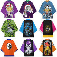 Kimono personnalisé Dragon DBZ Son Goku Vegeta Buu Gohan chemise japonaise courte cape vêtements Cosplay fête accessoire Anime Kimono Haori