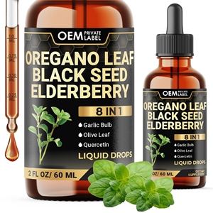 8 in 1 olio di origano gocce liquide con olio di semi nero, sambuco, aglio, foglia di olivo, quercetina bromelina integratore di pepe nero - Product Image 1