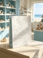 Sac cadeau biodégradable en papier kraft imprimé sur mesure avec impression du logo de la clinique dentaire pour enfants, sac de shopping