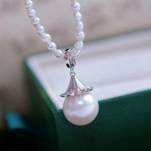 DIY Simple Style S925 Silver Pendant with 10-13mm Round Beads Empty Holder <b>Concealer</b> Necklace Accessory 31166 - Product Image 4