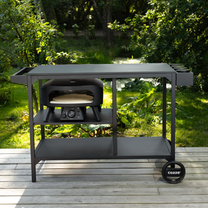 Chariot de bar en fer forgé pour extérieur/intérieur, armoire de rangement noire multi-niveaux à roulettes, table à manger rectangulaire directement de l'usine - Product Image 6
