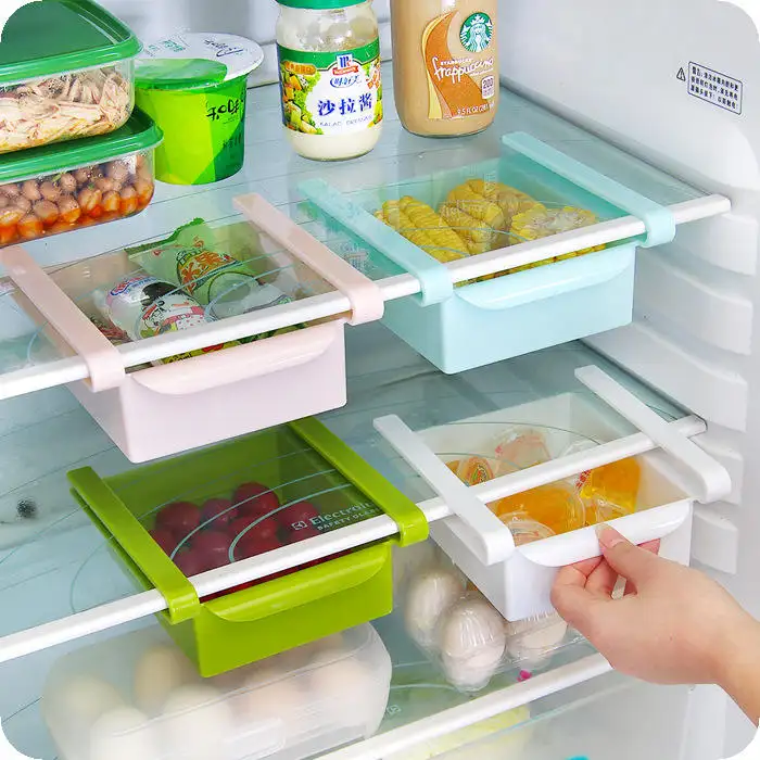 Storage Box Fridge Shelf Holder Pull-out Drawer Plastic Organizer Food Storage Boxes For Kitchen Accessories