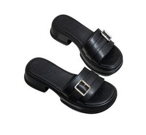 รองเท้าหนังแท้สำหรับผู้หญิง - พื้นกันลื่น หนังวัวนุ่ม แต่งขนม้า ส้นสูง 5 ซม. แฟชั่นฤดูใบไม้ผลิ/ฤดูใบไม้ร่วง สไตล์คนเมือง - Product Image 5