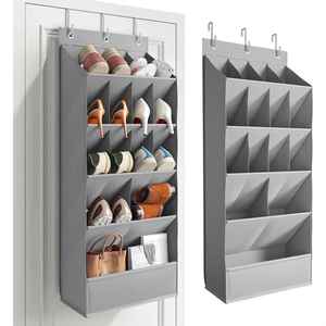 Door Storage Rack Multi-compartment Multi-layer Door-mounted Fabric Storage Bag Door Storage Bag Hanging <b>Hook</b> - Product Image 1