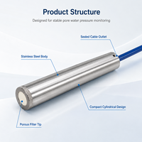 Vibrating Wire Piezometer Stainless Steel Pore Water Pressure Sensor IP66 0.1% FS Accuracy for Dam Tunnel Slope Monitoring