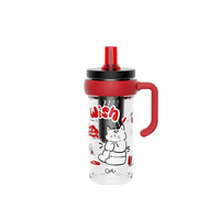 Nouvelle tasse à café glacé géante inspirée des dessins animés, motif fleur de cerisier, grande capacité, résistante à la chaleur, avec poignée et paille, emballage en boîte colorée