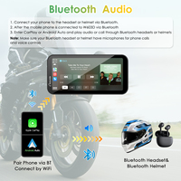 Carpuride CarPlay para Motos con Cámaras, Pantalla CarPlay para Motocicleta de 6 Pulgadas, Apple CarPlay Inalámbrico, Android Auto, Cámaras Duales W603D