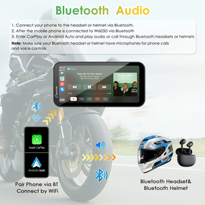 Carpuride CarPlay para Motos <span class=keywords><strong>con</strong></span> Cámaras, Pantalla CarPlay para Motocicleta <span class=keywords><strong>de</strong></span> 6 Pulgadas, Apple CarPlay Inalámbrico, Android Auto, Cámaras Duales W603D - Product Image 2