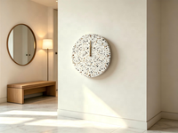 Horloge murale décorative en terrazzo, cadran rond en terrazzo, aiguilles en métal laiton, décoration murale pour la maison