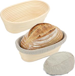 Handmade Rattan Bread Proofing & Fermentation Basket <b>Set</b> 10 Inch Eco-Friendly Dishwasher Safe Vegetable Fruit Storage Kit - Product Image 1