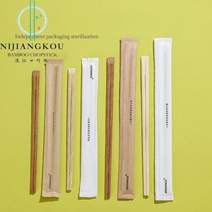 Palillos chinos de lujo de bambú desechables de 9 \ "de largo completamente sellados pares empaquetados individualmente 100 manga de papel Hashi - Product Image 6