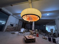Luminaire suspendu chinois moderne à hauteur réglable, abat-jour en tissu peint à la main, lampe de plafond de luxe personnalisable pour hôtel, restaurant