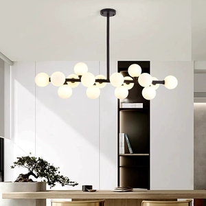 Lustre Moléculaire Transfrontalier Magic Bean, <span class=keywords><strong>Suspension</strong></span> LED Globe en <span class=keywords><strong>Verre</strong></span>, Noir/Doré, Style Nordique Minimaliste de Luxe pour Salon - Product Image 4